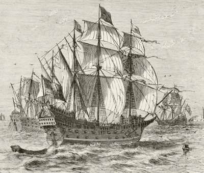 The English war vessel Harry Grace A Dieu, built in 1513, from 